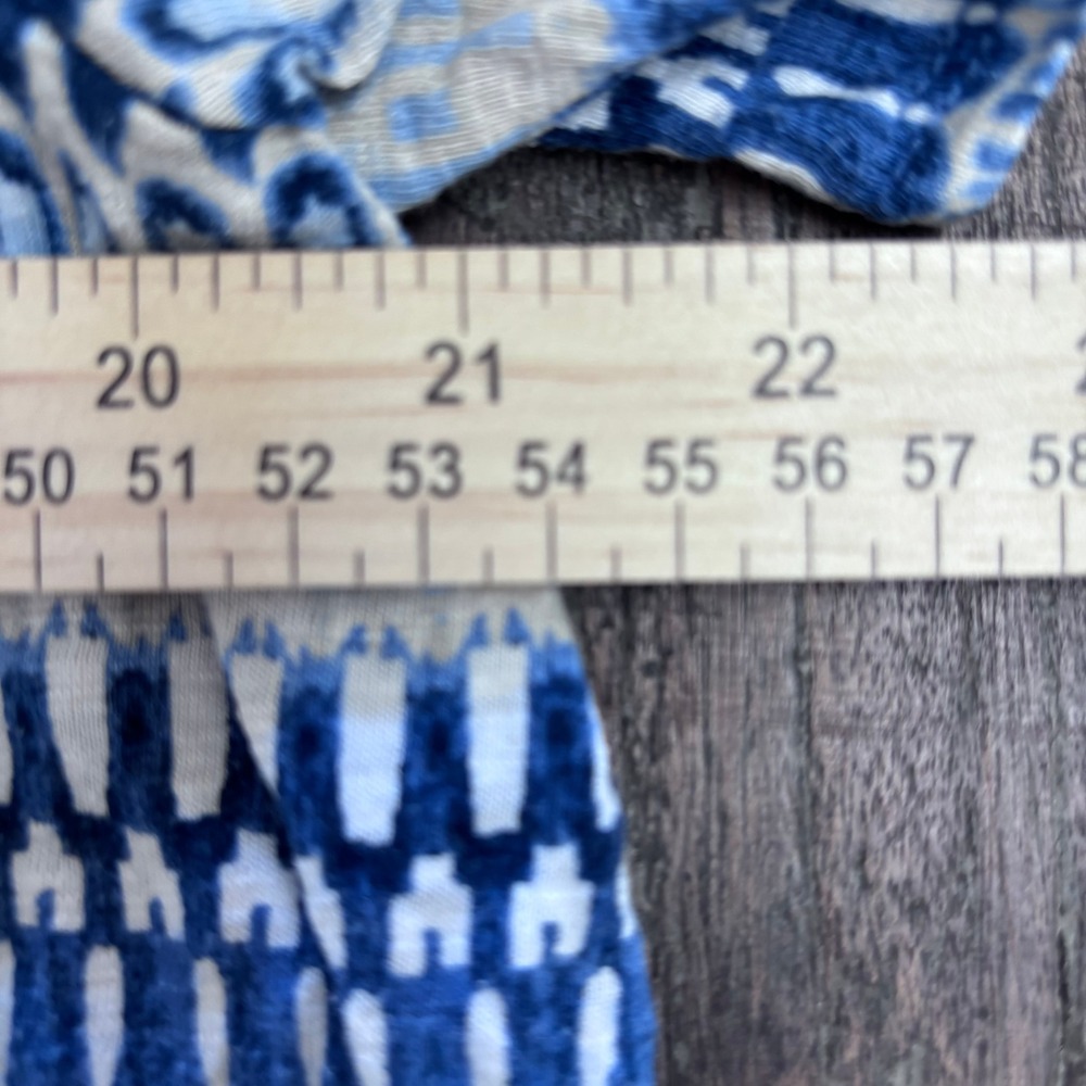 Chico's Slub Knit Boho Coastal Tee Blue Geometric V-Neck Short Sleeve 2 (US L) - Picture 6 of 8